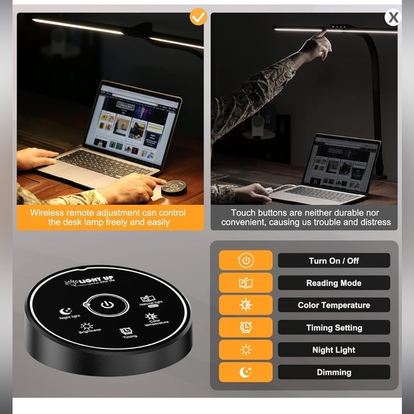 NWT Led Desk Lamp for Office Home - Eye Caring Architect lamp with Clamp,Dual - Picture 6 of 7